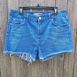 TOPSHOP MOTO Women's High Rise Denim Jeans Shorts Waist Size 34